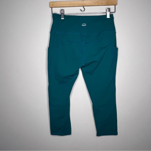 Along Fit teal cropped yoga pants leggings with side pockets super stretch small - Picture 5 of 13